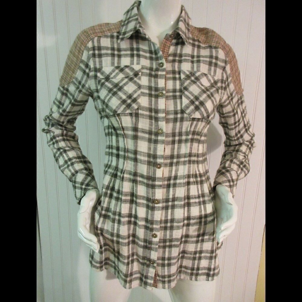 Anthropologie Free People madras shirt XS